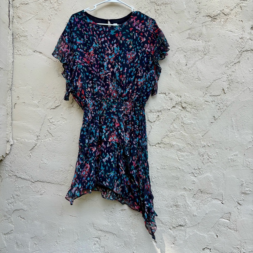 IRO Blame Floral Asymmetrical Flutter Sleeve Dress - Picture 3 of 10